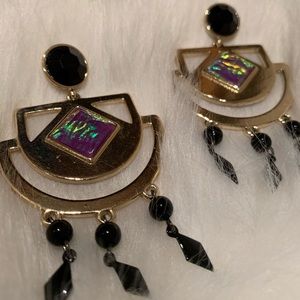 Gold +  Iridescent Statement earrings